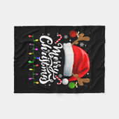 Vrolijke Kerstmis Rode Kerstman Hoed Rendier Xmas  Fleece Deken (Voorkant (Horizontaal))