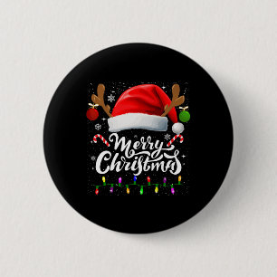Vrolijke Kerstmis Rode Kerstman Hoed Rendier Xmas Ronde Button 5,7 Cm