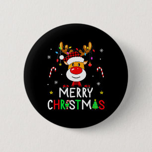 Vrolijke Kerstmis Rode Kerstman Hoed Rendier Xmas Ronde Button 5,7 Cm