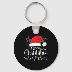 Vrolijke Kerstmis Rode Kerstman Hoed Rendier Xmas  Sleutelhanger
