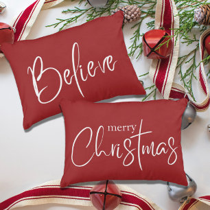 Vrolijke Kerstmis Rode Moderne Vakantie Accent Kussen
