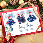 Vrolijke Kerstmis Rode Script Fotocollage Feestdagenkaart