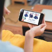 Vrolijke Kerstmis Rode Script Fotocollage Feestdagenkaart