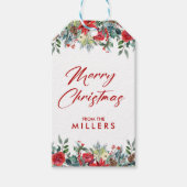 VROLIJKE KERSTMIS RODE SCRIPT TYPOGRAFIE CADEAULABEL (Voorkant)