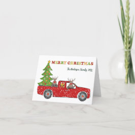 Vrolijke Kerstmis Rode Vrachtwagen, Grappige Kerst Feestdagen Kaart