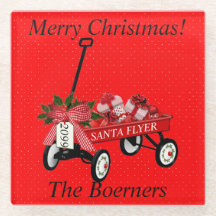 Vrolijke Kerstmis Rode Wagon met Geschenken