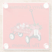 Vrolijke Kerstmis Rode Wagon met Geschenken Glazen Onderzetter (Achterkant)