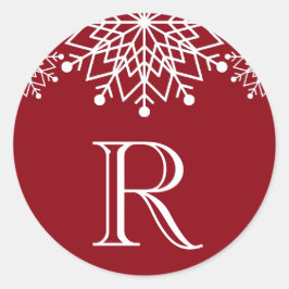 Vrolijke Kerstmis | Rood en wit envelopzegel Ronde Sticker