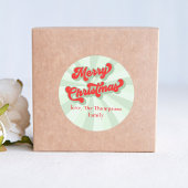 Vrolijke Kerstmis Rood Groen Whimsical Typografie Ronde Sticker