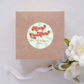 Vrolijke Kerstmis Rood Groen Whimsical Typografie Ronde Sticker