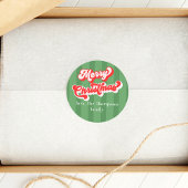 Vrolijke Kerstmis Rood Groen Whimsical Typografie Ronde Sticker