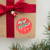 Vrolijke Kerstmis Rood Groen Whimsical Typografie Ronde Sticker