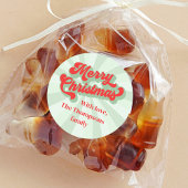 Vrolijke Kerstmis Rood Groen Whimsical Typografie Ronde Sticker