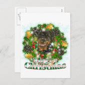 Vrolijke Kerstmis Rottweiler Feestdagenkaart (Voorkant / Achterkant)