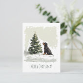 Vrolijke Kerstmis Rottweiler Hond Kerstboom Briefkaart (Staand voorkant)