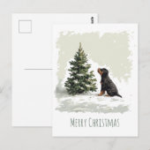 Vrolijke Kerstmis Rottweiler Hond Kerstboom Briefkaart (Voorkant / Achterkant)