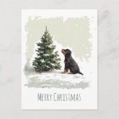 Vrolijke Kerstmis Rottweiler Hond Kerstboom Briefkaart (Voorkant)