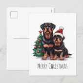 Vrolijke Kerstmis Rottweiler Hond Kerstboom Feestdagenkaart (Voorkant / Achterkant)