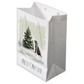 Vrolijke Kerstmis Rottweiler Hond Kerstboom Medium Cadeauzakje (Voorkant Gekanteld)