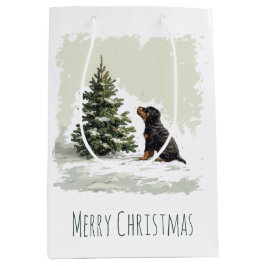 Vrolijke Kerstmis Rottweiler Hond Kerstboom Medium Cadeauzakje