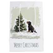 Vrolijke Kerstmis Rottweiler Hond Kerstboom Medium Cadeauzakje (Achterkant)