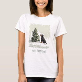 Vrolijke Kerstmis Rottweiler Hond Kerstboom T-shirt
