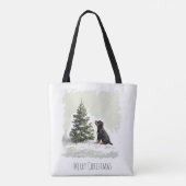 Vrolijke Kerstmis Rottweiler Hond Kerstboom Tote Bag (Achterkant)