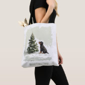 Vrolijke Kerstmis Rottweiler Hond Kerstboom Tote Bag (Dichtbij)
