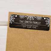 Vrolijke Kerstmis | Rustieke schuur Hout Sneeuwvlo Etiket