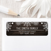 Vrolijke Kerstmis | Rustieke schuur Hout Sneeuwvlo Etiket (Insitu)