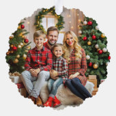 Vrolijke Kerstmis rustieke winter botanische foto Ornament Kaart (Achterkant)