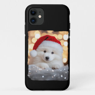 Vrolijke Kerstmis Samoyed Puppy Hond met Santa Hat Case-Mate iPhone Case