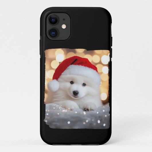Vrolijke Kerstmis Samoyed Puppy Hond met Santa Hat Case-Mate iPhone Case (Achterkant)