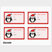 Vrolijke Kerstmis Santa pinguïn naar cadeau labels (Vel)