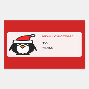 Vrolijke Kerstmis Santa pinguïn naar cadeau labels