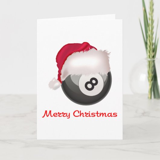 Vrolijke Kerstmis Santaball van PoolChick Feestdagen Kaart (Voorkant)