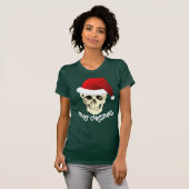 Vrolijke Kerstmis schedel met Santa Hat T-shirt (Voorkant volledig)