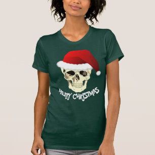 Vrolijke Kerstmis schedel met Santa Hat T-shirt