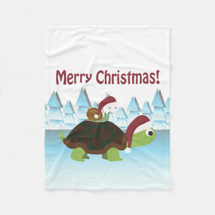Vrolijke Kerstmis! Schildpad en Slak Fleece Deken