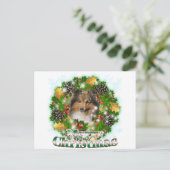 Vrolijke Kerstmis Sheltie Feestdagenkaart (Staand voorkant)