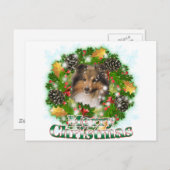 Vrolijke Kerstmis Sheltie Feestdagenkaart (Voorkant / Achterkant)