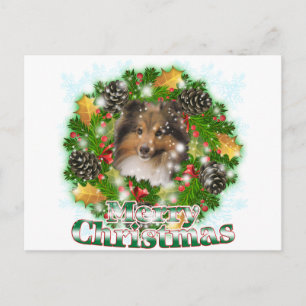 Vrolijke Kerstmis Sheltie Feestdagenkaart