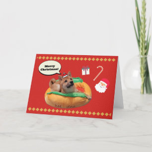 Vrolijke Kerstmis Shiba Feestdagen Kaart