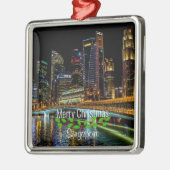 Vrolijke Kerstmis Singapore Skyline, Metalen Ornament (Links)