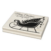 Vrolijke Kerstmis Sleigh Tree Vakantie Rubberstempel (Stempel)