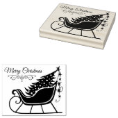 Vrolijke Kerstmis Sleigh Tree Vakantie Rubberstempel (Gestempeld)