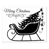 Vrolijke Kerstmis Sleigh Tree Vakantie Rubberstempel (Afrduk)