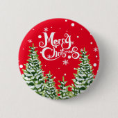 Vrolijke Kerstmis Sneeuw Bomen Kerst Button (Voorkant)