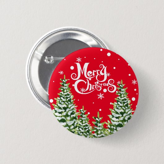 Vrolijke Kerstmis Sneeuw Bomen Kerst Button (Voorkant /achterkant)