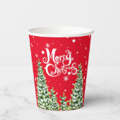 Vrolijke Kerstmis Sneeuw Bomen Kerstmis Papier cup Papieren Bekers (Achterkant)
